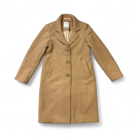 Abercrombie & Fitch The A&F Dad Coat Camel Wool Blend Women's xsp - Picture 1 of 15